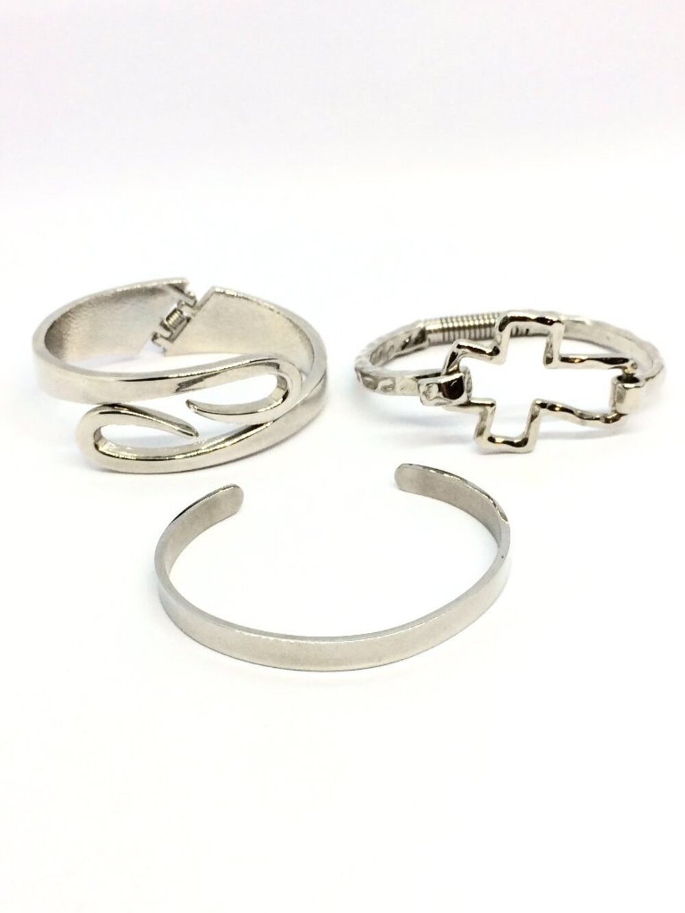 SILVER TONE CUFF Lot Bracelet Boho Cross Inspirational Quote She Believed